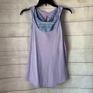 Lululemon Ready & Go Tank Top Wave Twist Lilac Kayak Blue Built-In Bra Luxtreme